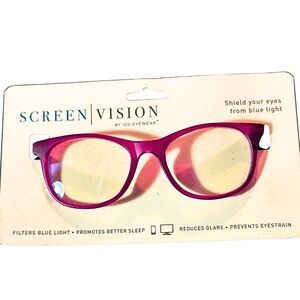 SCREEN VISION Blue Light Reading Glasses ICU Eyewear Red Frames NEW